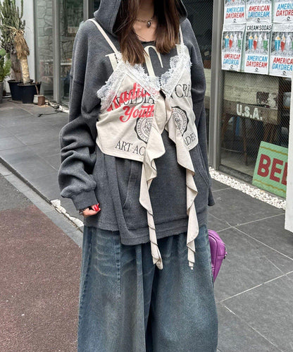 下垂荷葉邊LOGO修身背心