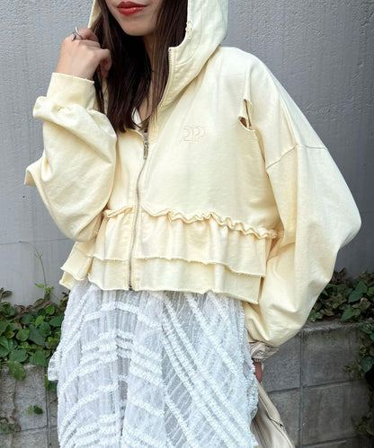 【Ciaopanic】CP標誌荷葉邊層疊破洞衛衣