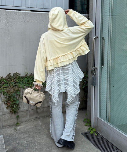 【Ciaopanic】CP標誌荷葉邊層疊破洞衛衣