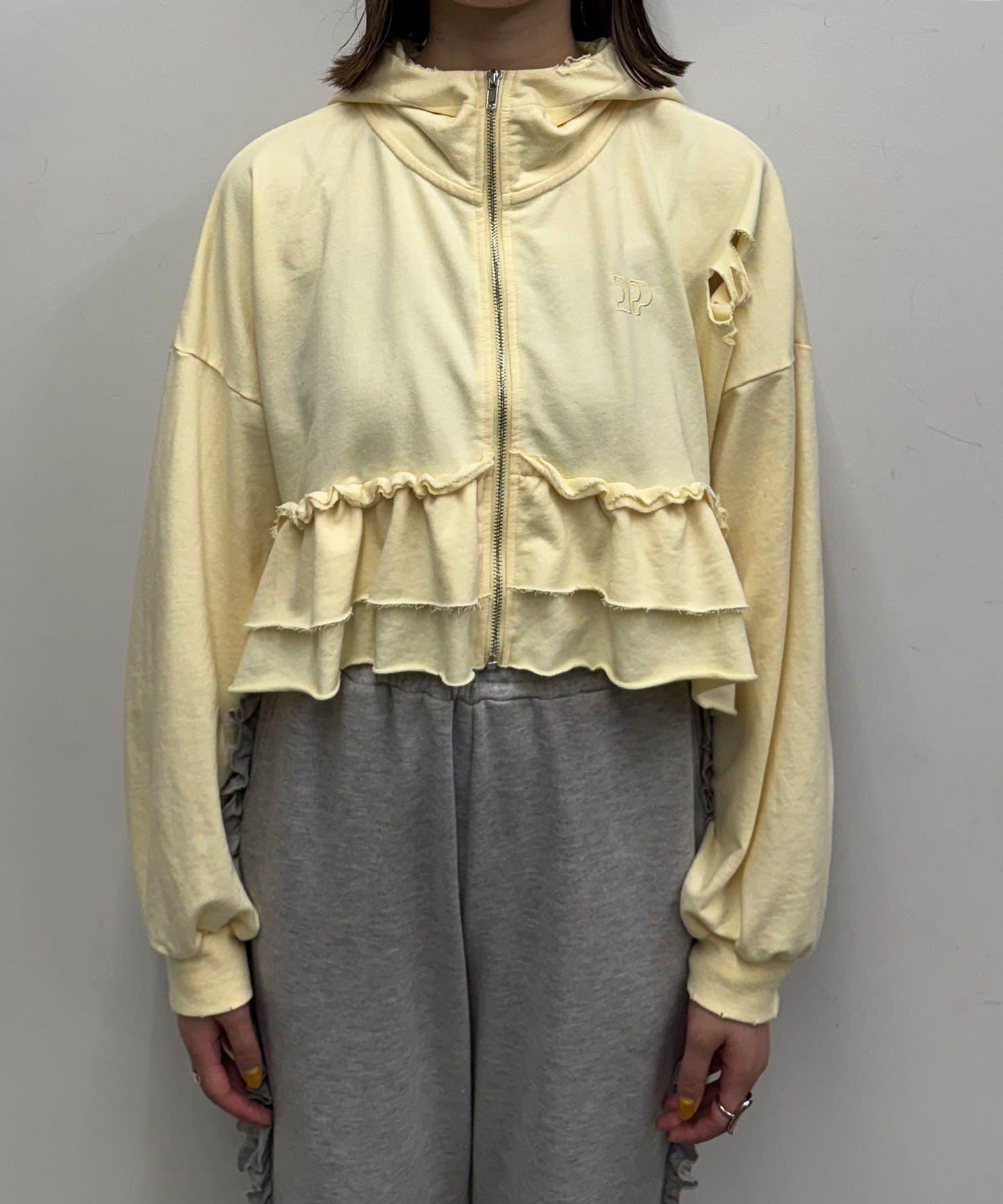 【Ciaopanic】CP標誌荷葉邊層疊破洞衛衣