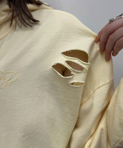 【Ciaopanic】CP標誌荷葉邊層疊破洞衛衣