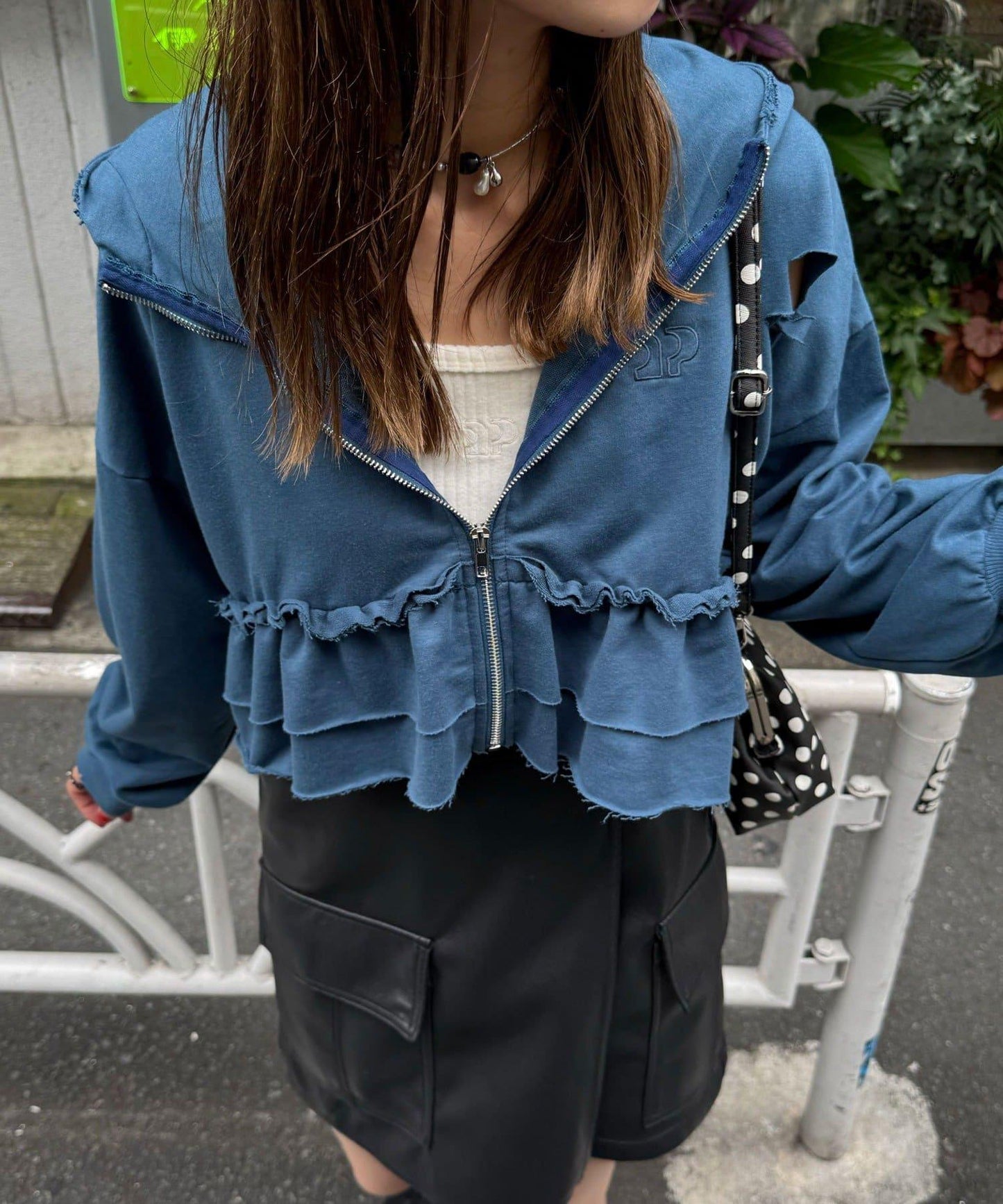 【Ciaopanic】CP標誌荷葉邊層疊破洞衛衣