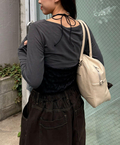 蕾絲吊帶對接上衣
