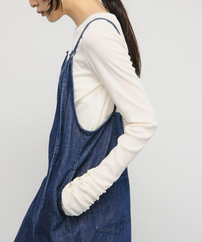 透視天鵝絨褶皺袖上衣