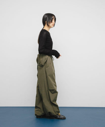 透視天鵝絨褶皺袖上衣