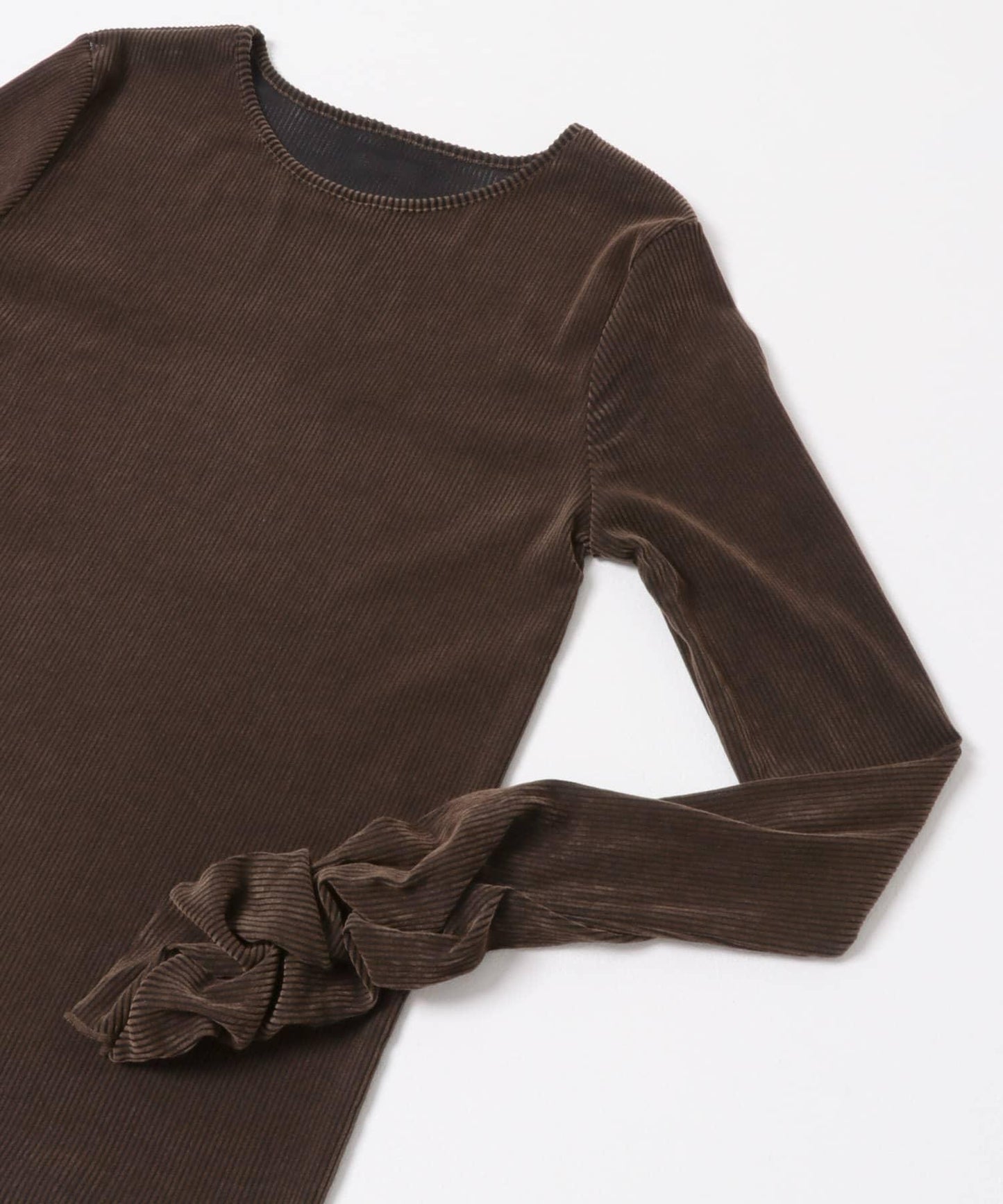 透視天鵝絨褶皺袖上衣