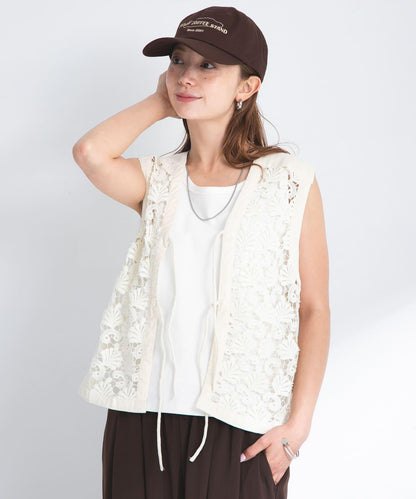 植物圖案蕾絲背心