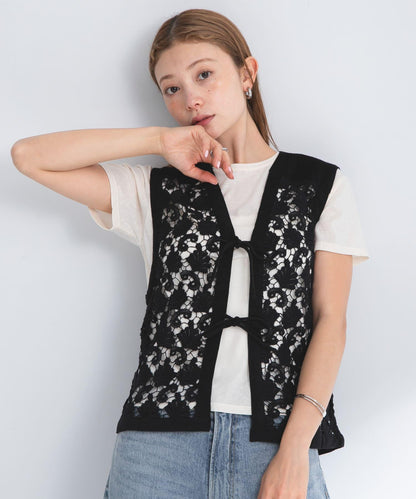 植物圖案蕾絲背心