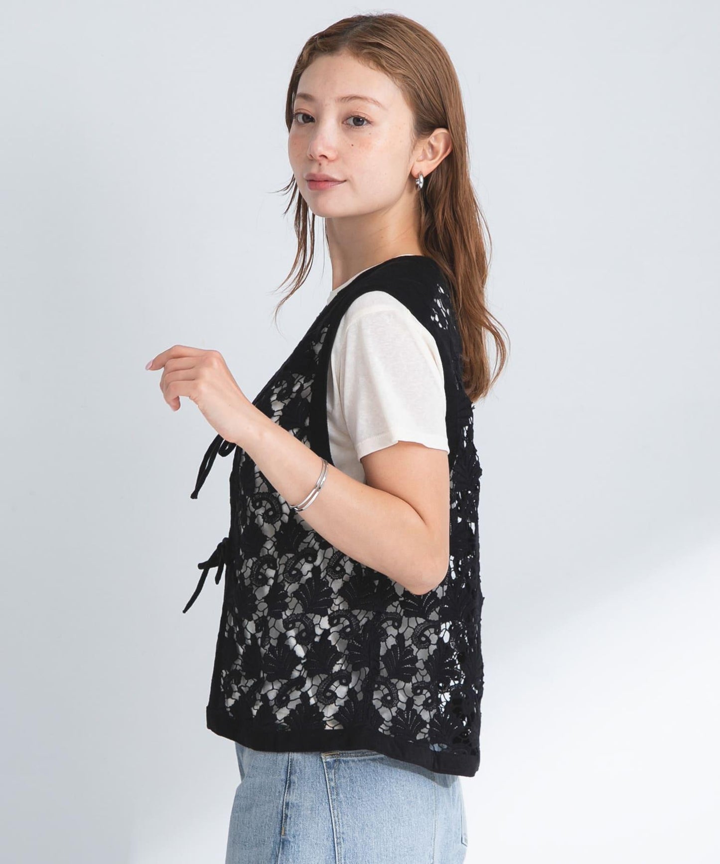 植物圖案蕾絲背心