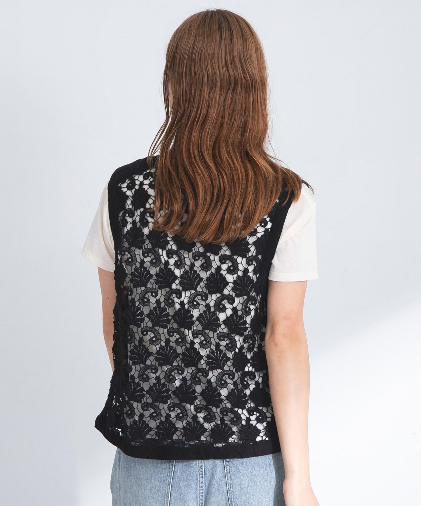 植物圖案蕾絲背心