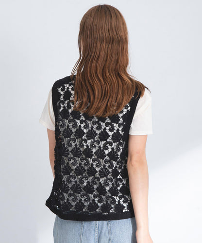 植物圖案蕾絲背心