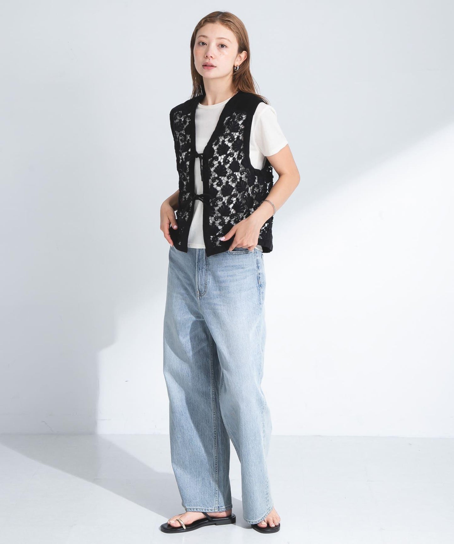 植物圖案蕾絲背心