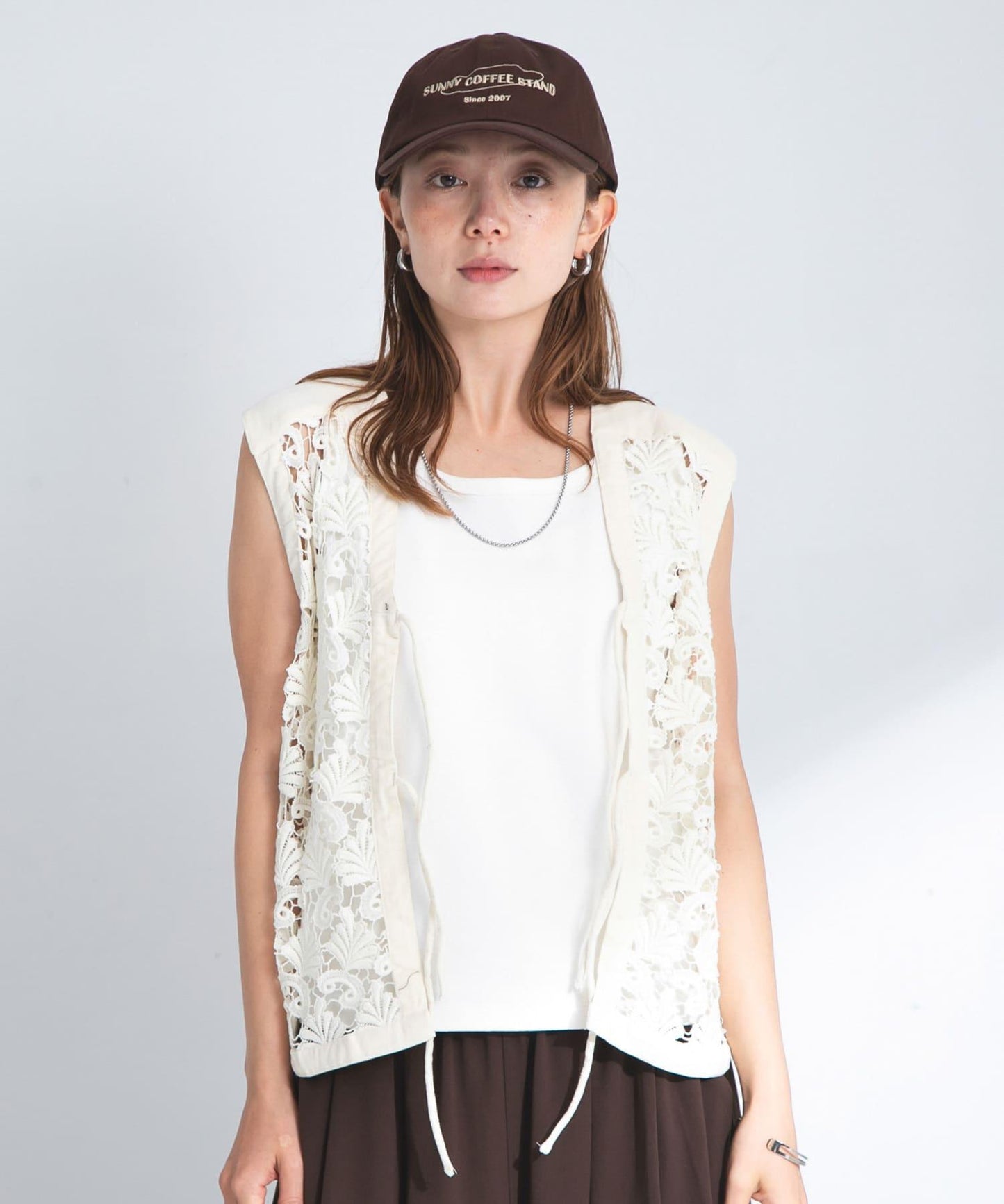 植物圖案蕾絲背心