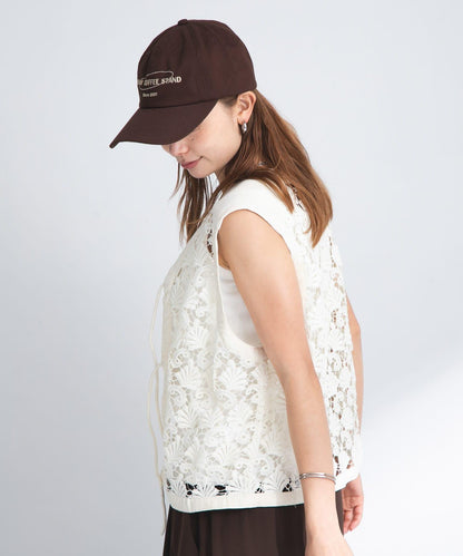 植物圖案蕾絲背心