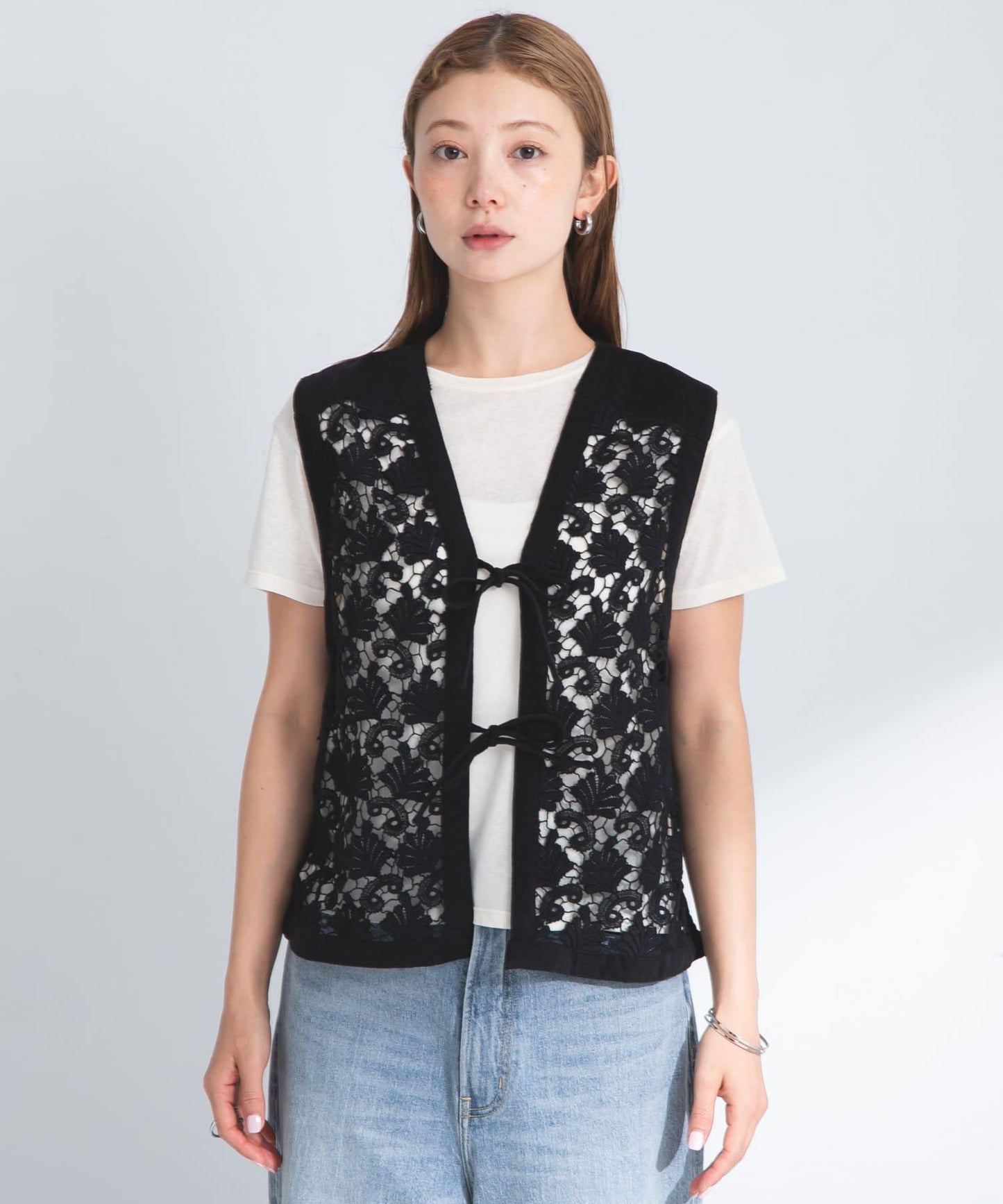 植物圖案蕾絲背心
