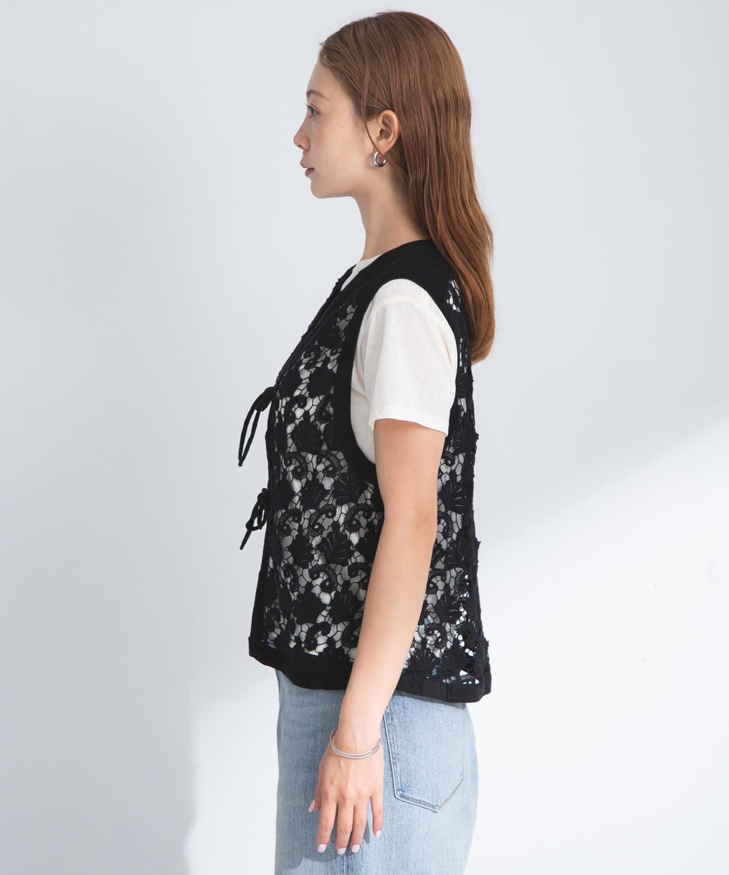 植物圖案蕾絲背心