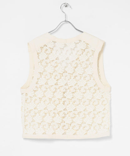 植物圖案蕾絲背心