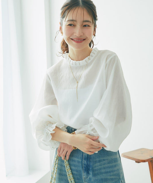 糖果色半透明蝙蝠袖襯衫