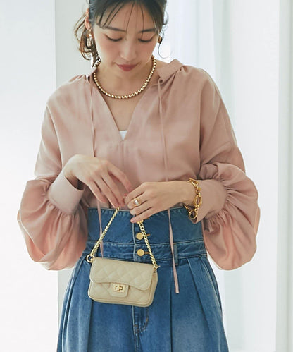 透視泡泡袖襯衫