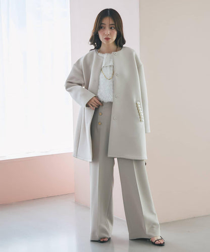 羽毛提花荷葉邊領襯衫