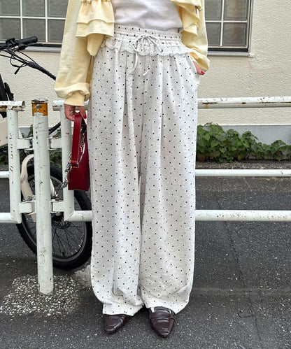 圓點弧線運動褲
