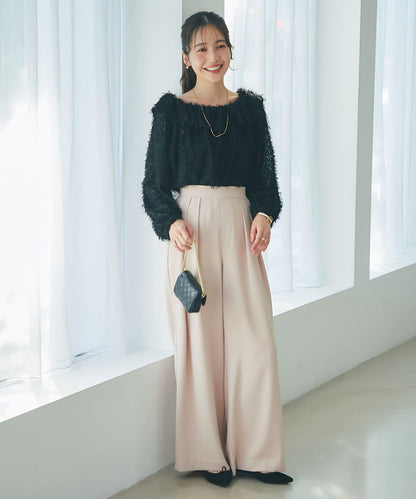 羽毛提花荷葉邊領襯衫