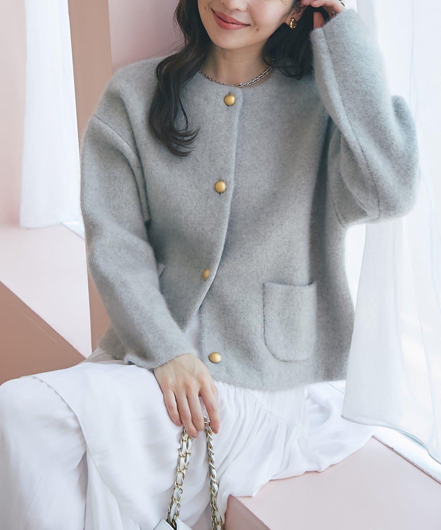 高品質羊毛接絨夾克開衫