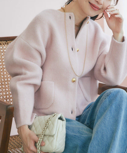 高品質羊毛接絨夾克開衫