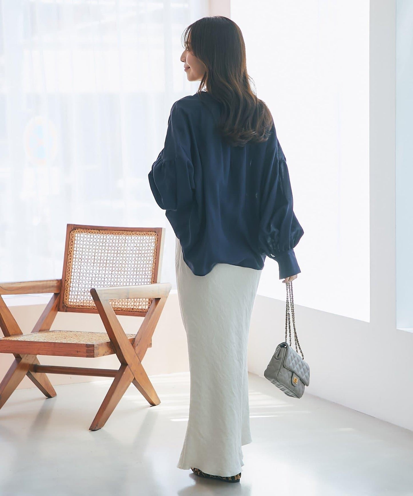 透視泡泡袖襯衫