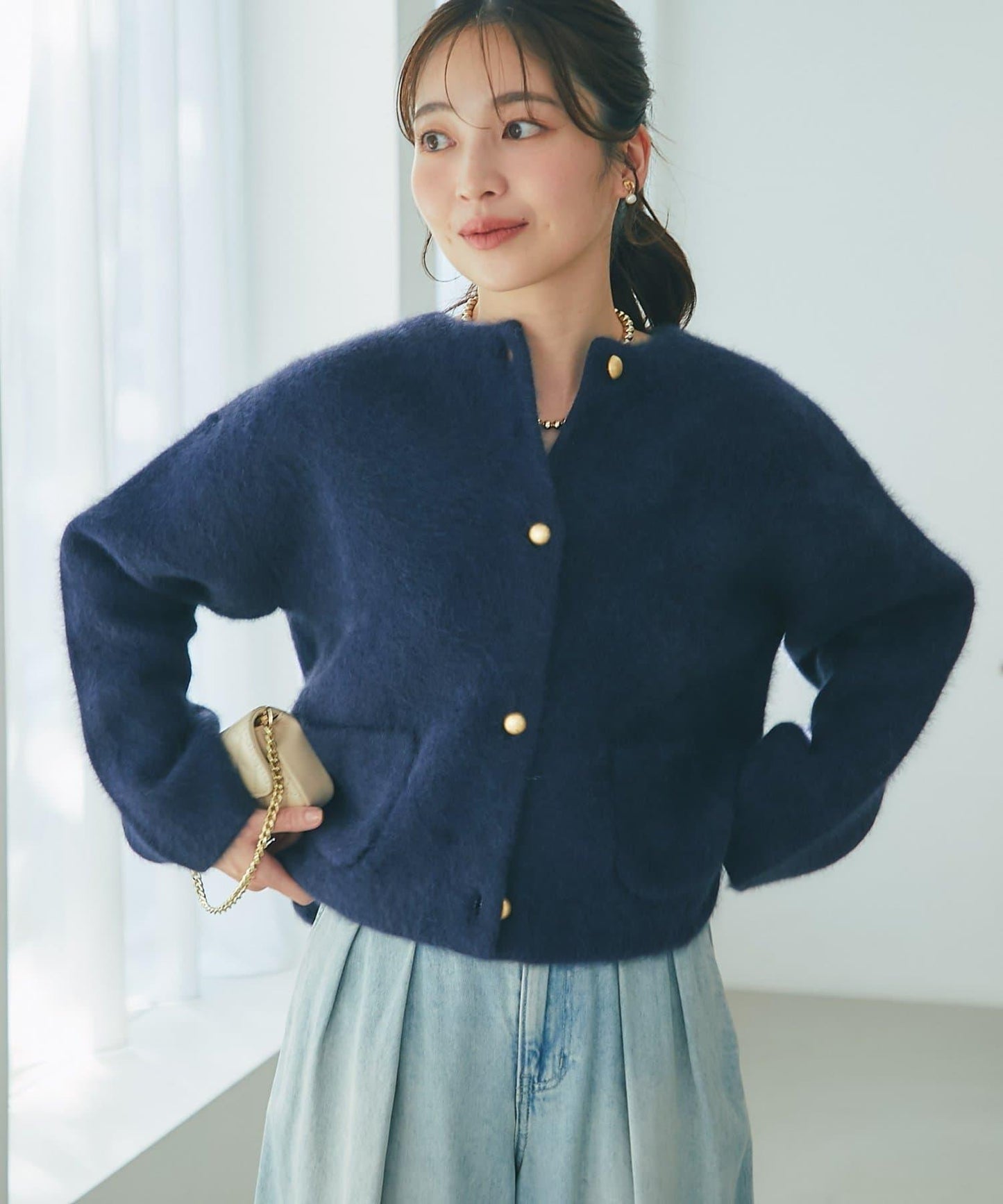 高品質羊毛接絨夾克開衫