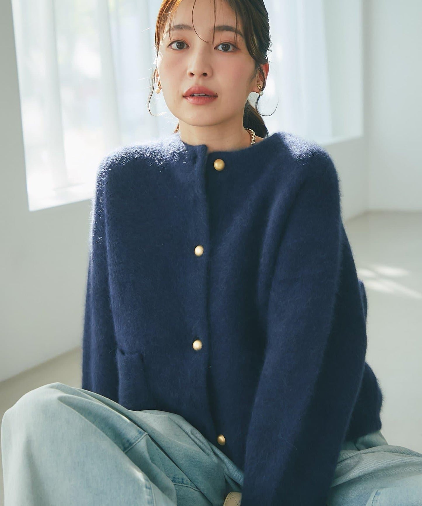 高品質羊毛接絨夾克開衫