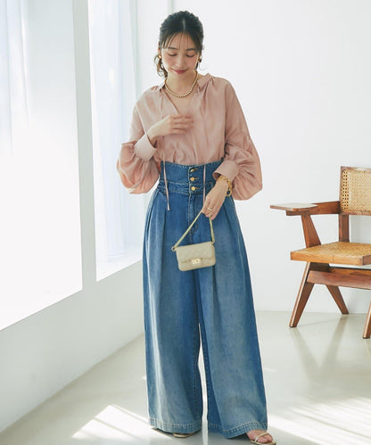 透視泡泡袖襯衫