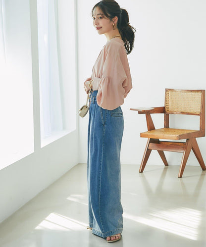 透視泡泡袖襯衫