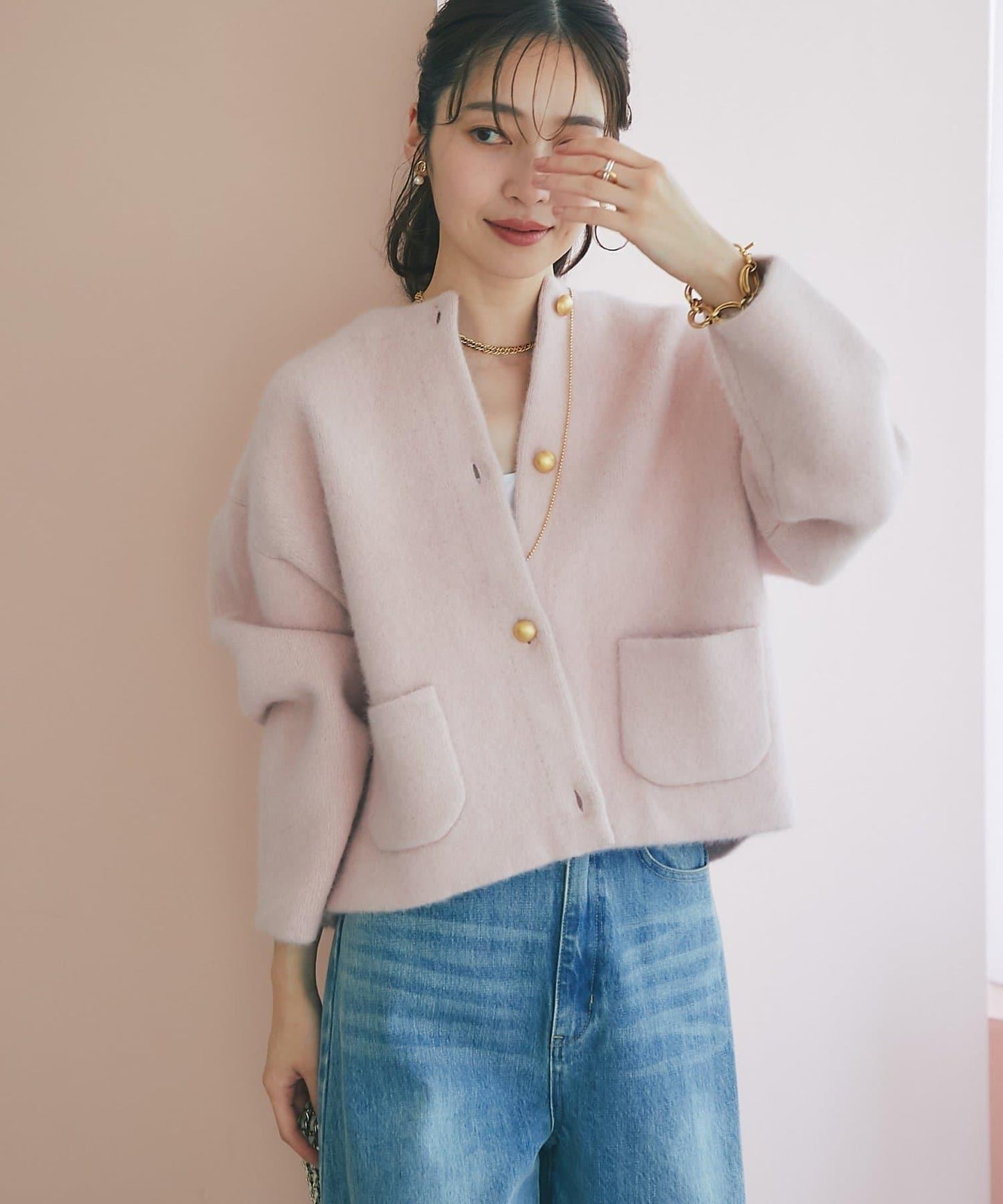 高品質羊毛接絨夾克開衫