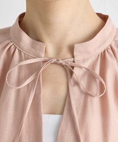 透視泡泡袖襯衫