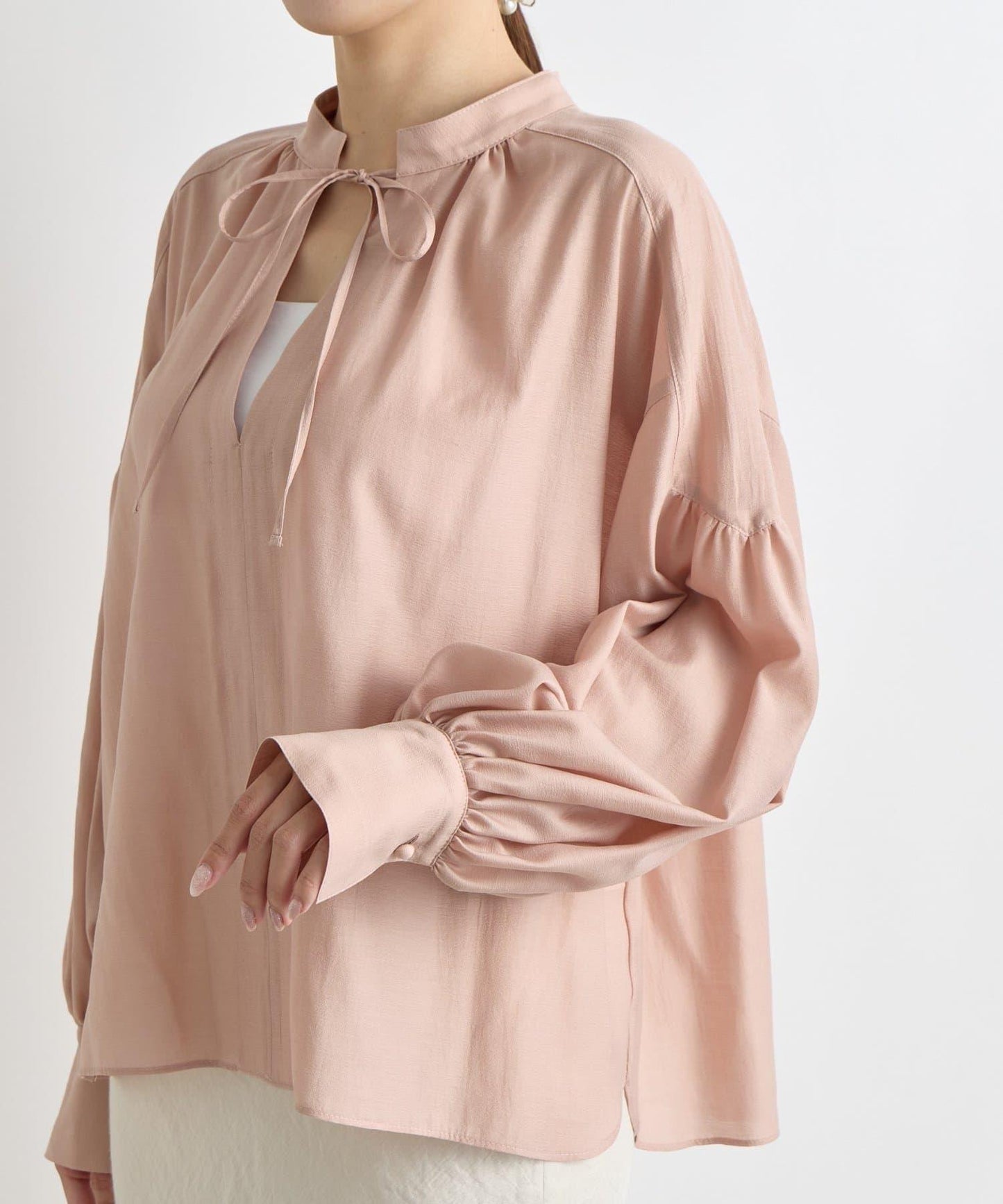 透視泡泡袖襯衫