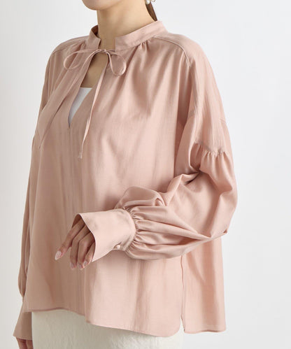 透視泡泡袖襯衫