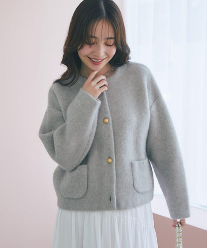 高品質羊毛接絨夾克開衫