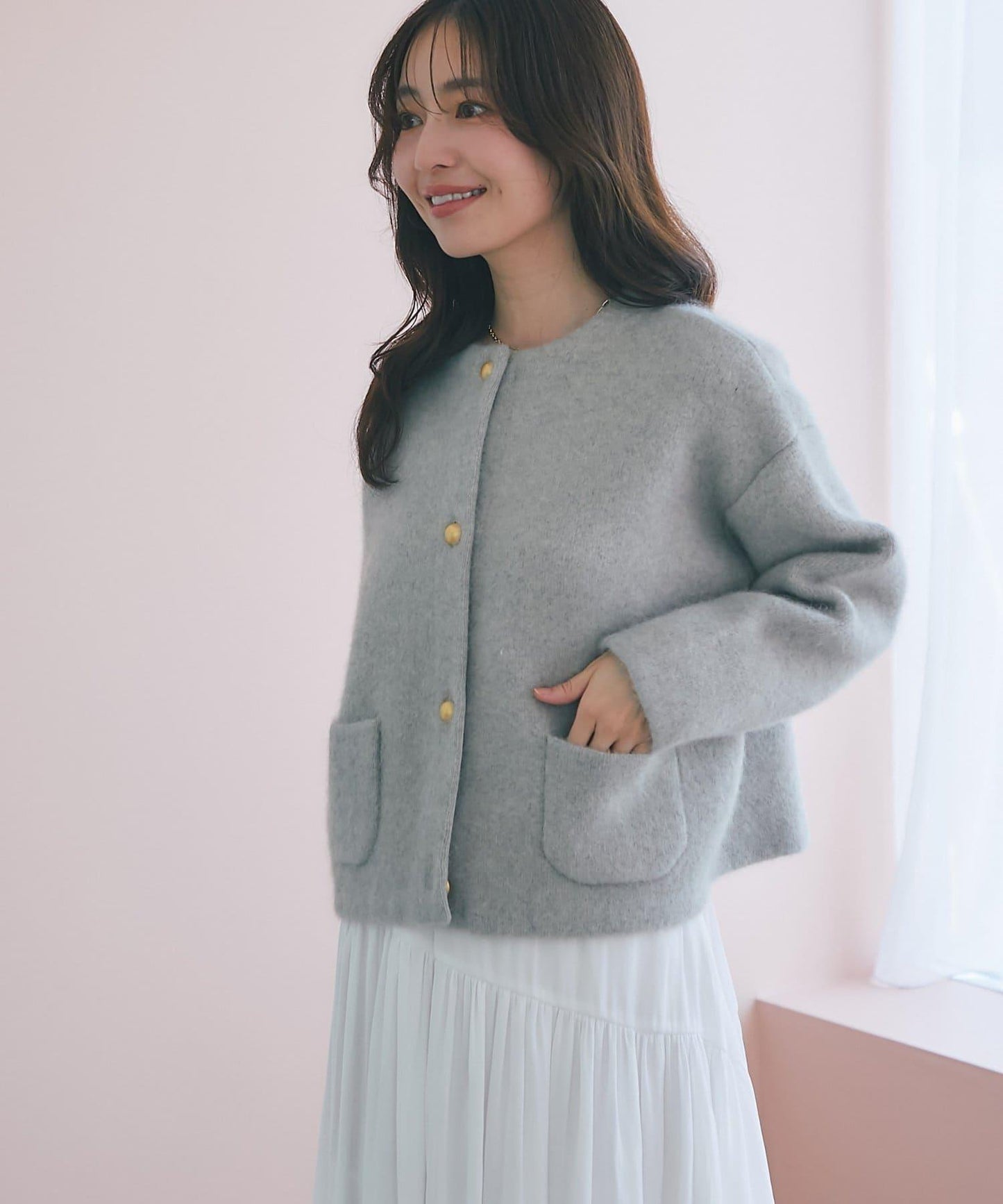 高品質羊毛接絨夾克開衫