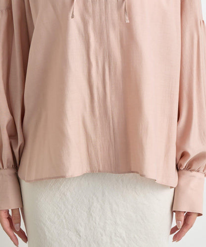 透視泡泡袖襯衫