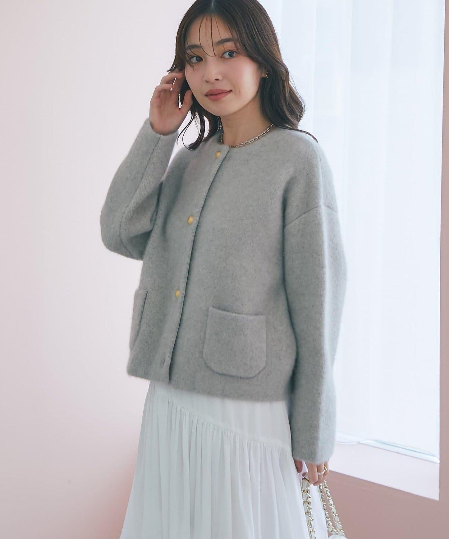 高品質羊毛接絨夾克開衫