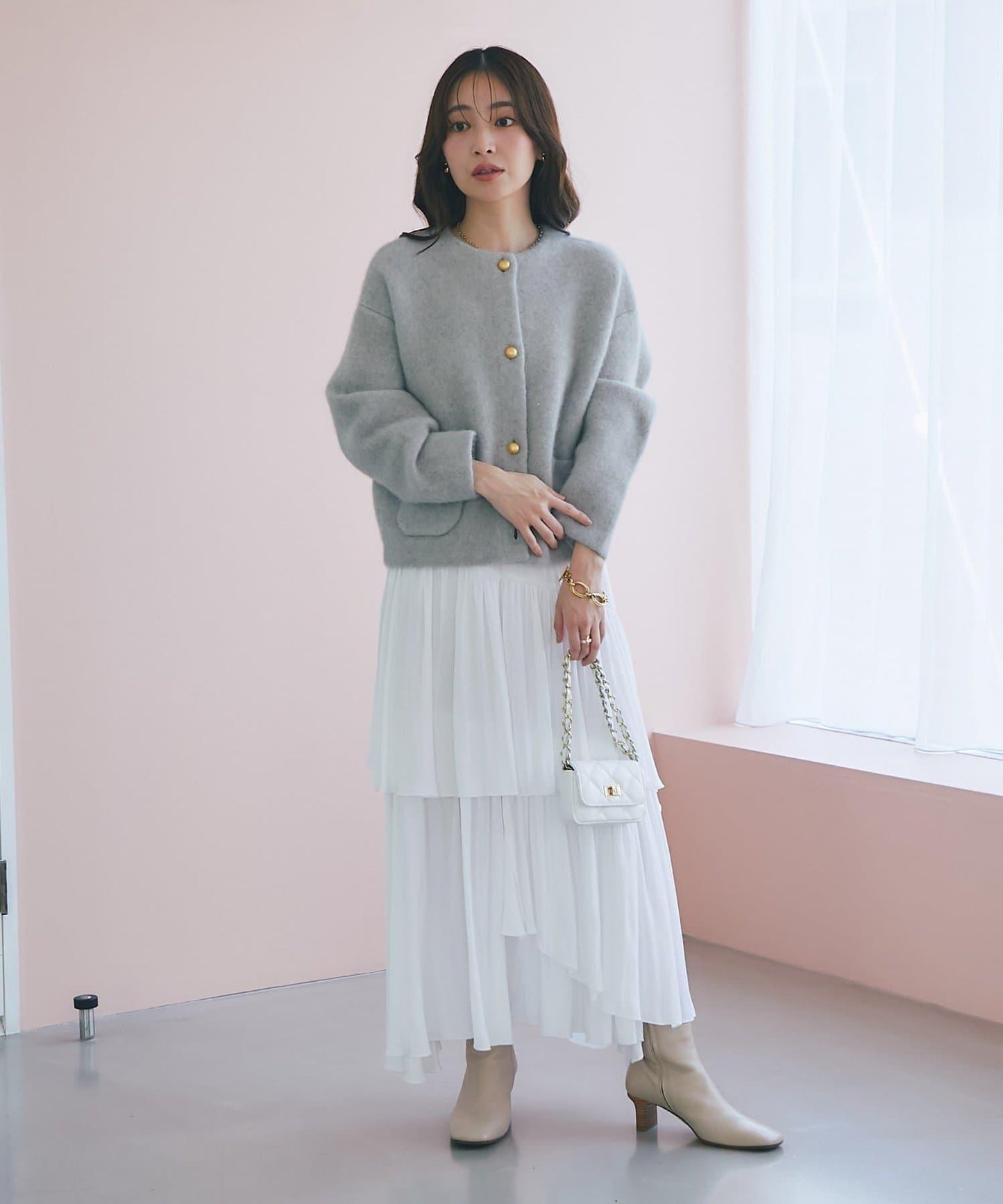 高品質羊毛接絨夾克開衫