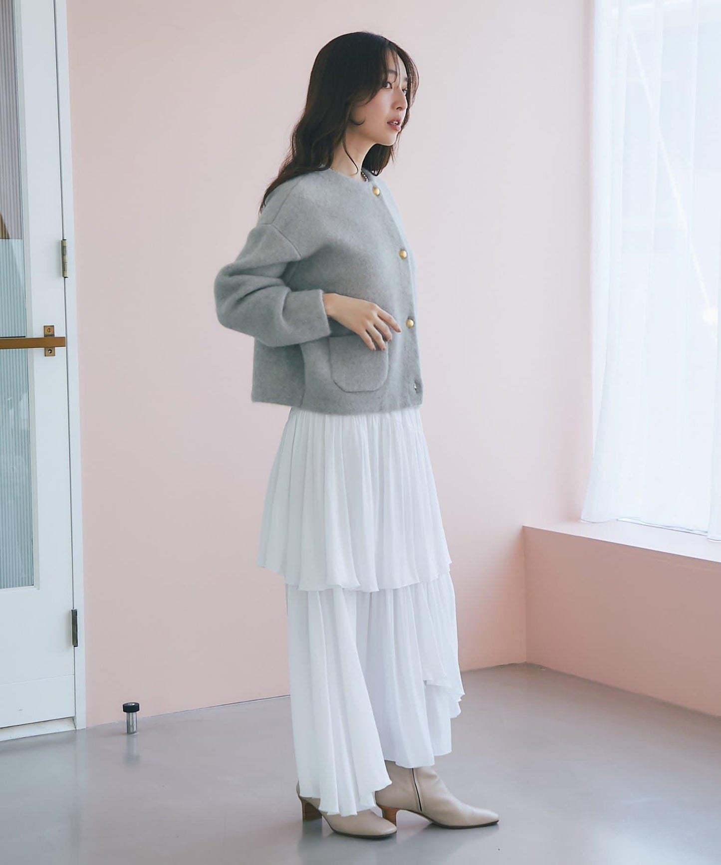 高品質羊毛接絨夾克開衫