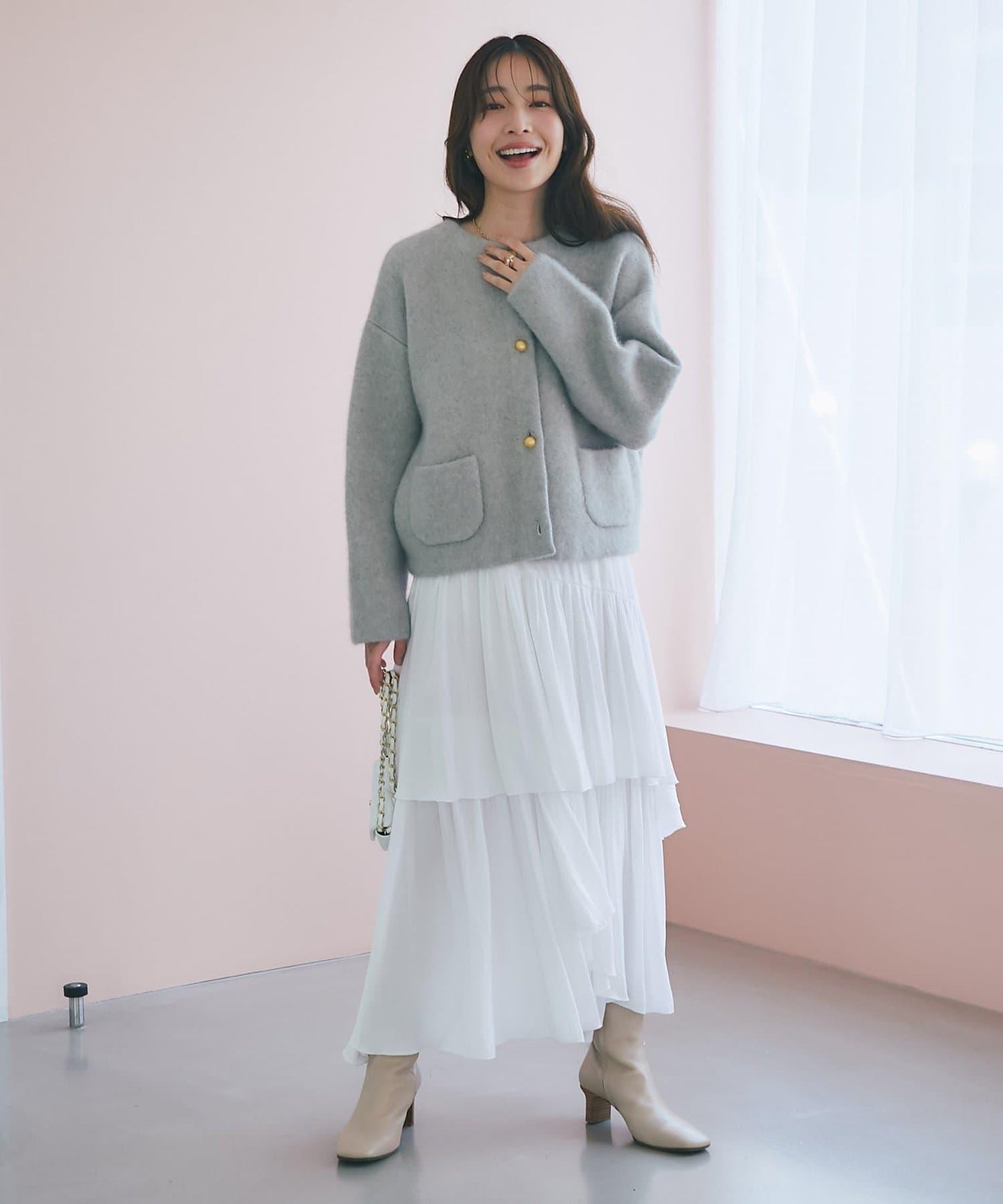 高品質羊毛接絨夾克開衫