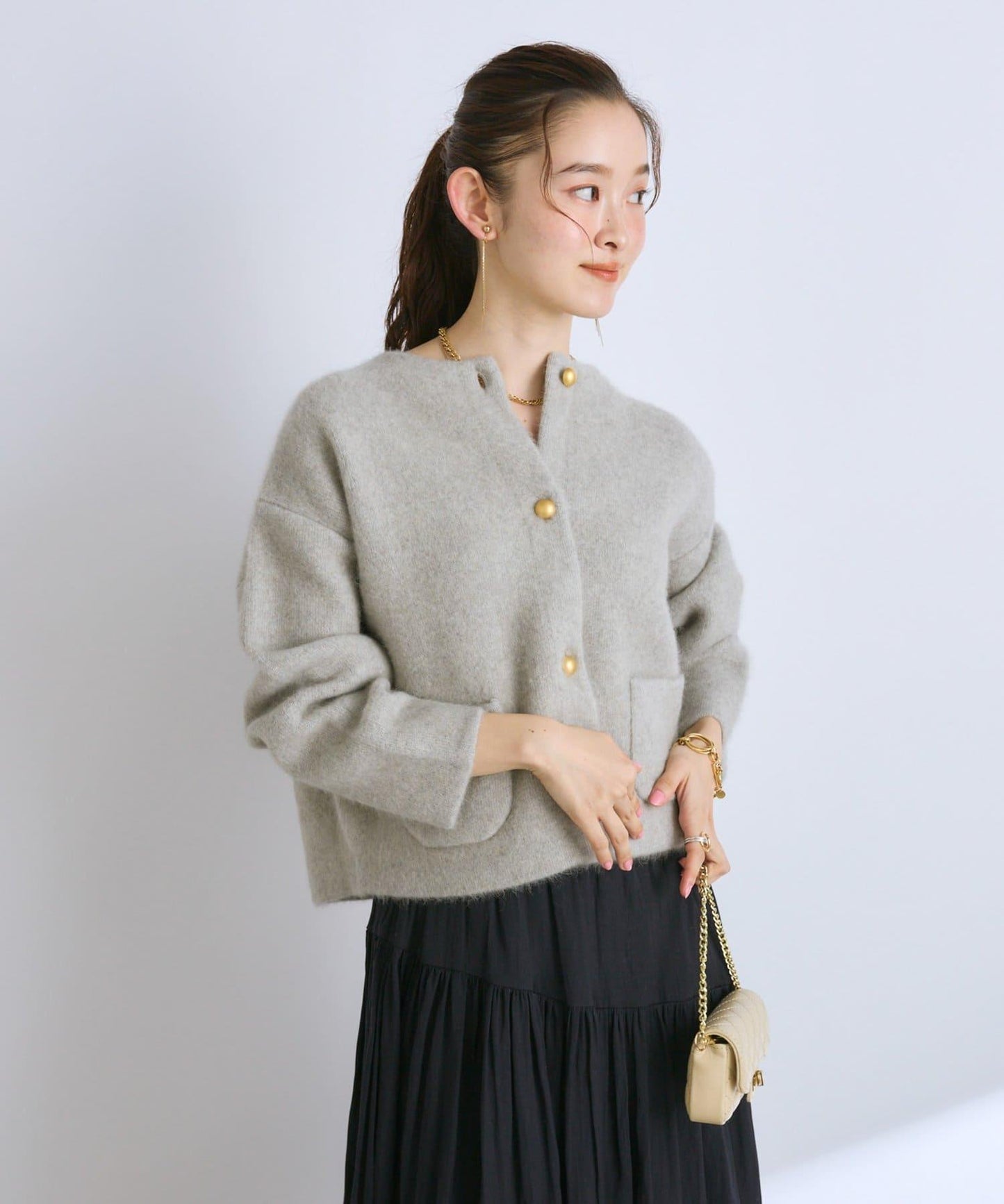 高品質羊毛接絨夾克開衫