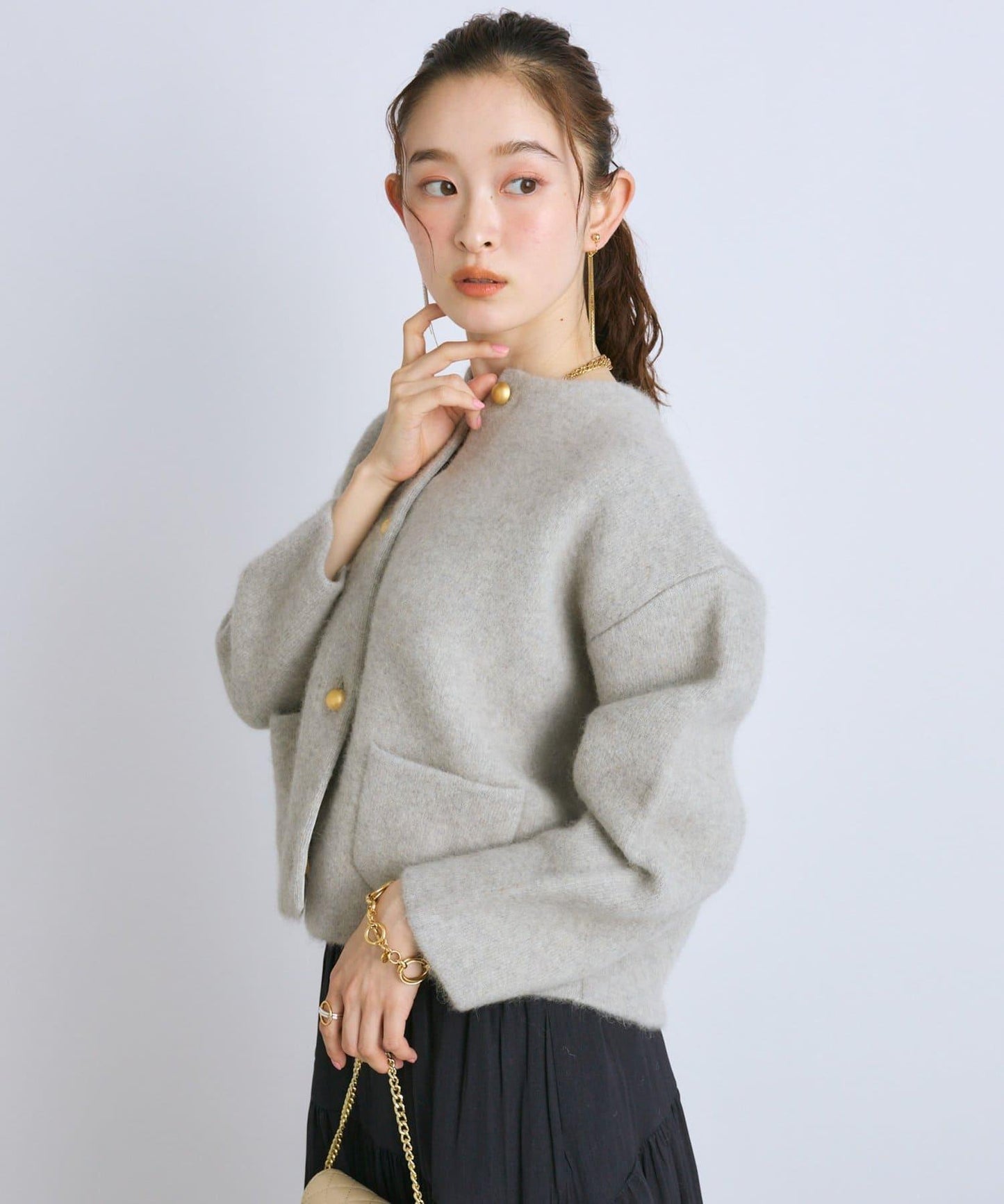 高品質羊毛接絨夾克開衫