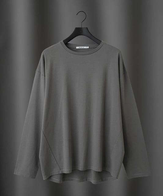 【AW】漸變棉圓弧下襬長袖T恤