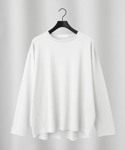 【AW】漸變棉圓弧下襬長袖T恤