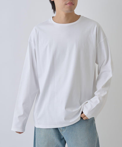 【AW】漸變棉圓弧下襬長袖T恤