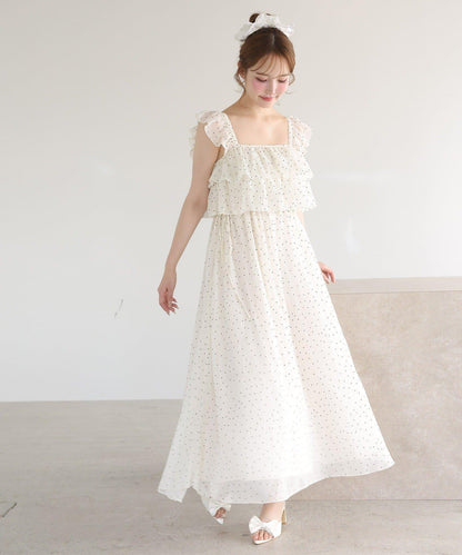 【可以成為天使！？】側邊蝴蝶結荷葉邊吊帶連衣裙